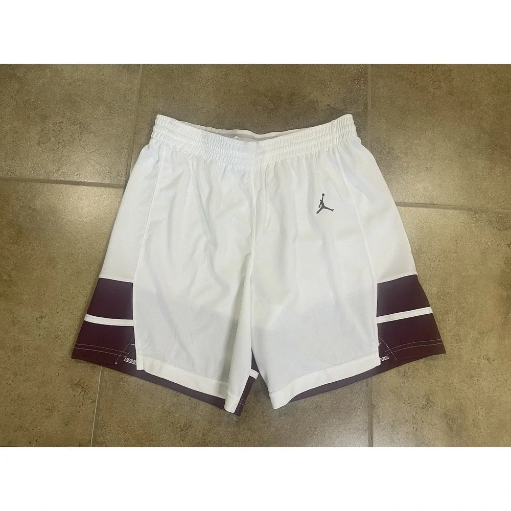 NWT Jordan Stock Overtime Basketball Shorts Mens Sz L White Maroon FQ5375-100